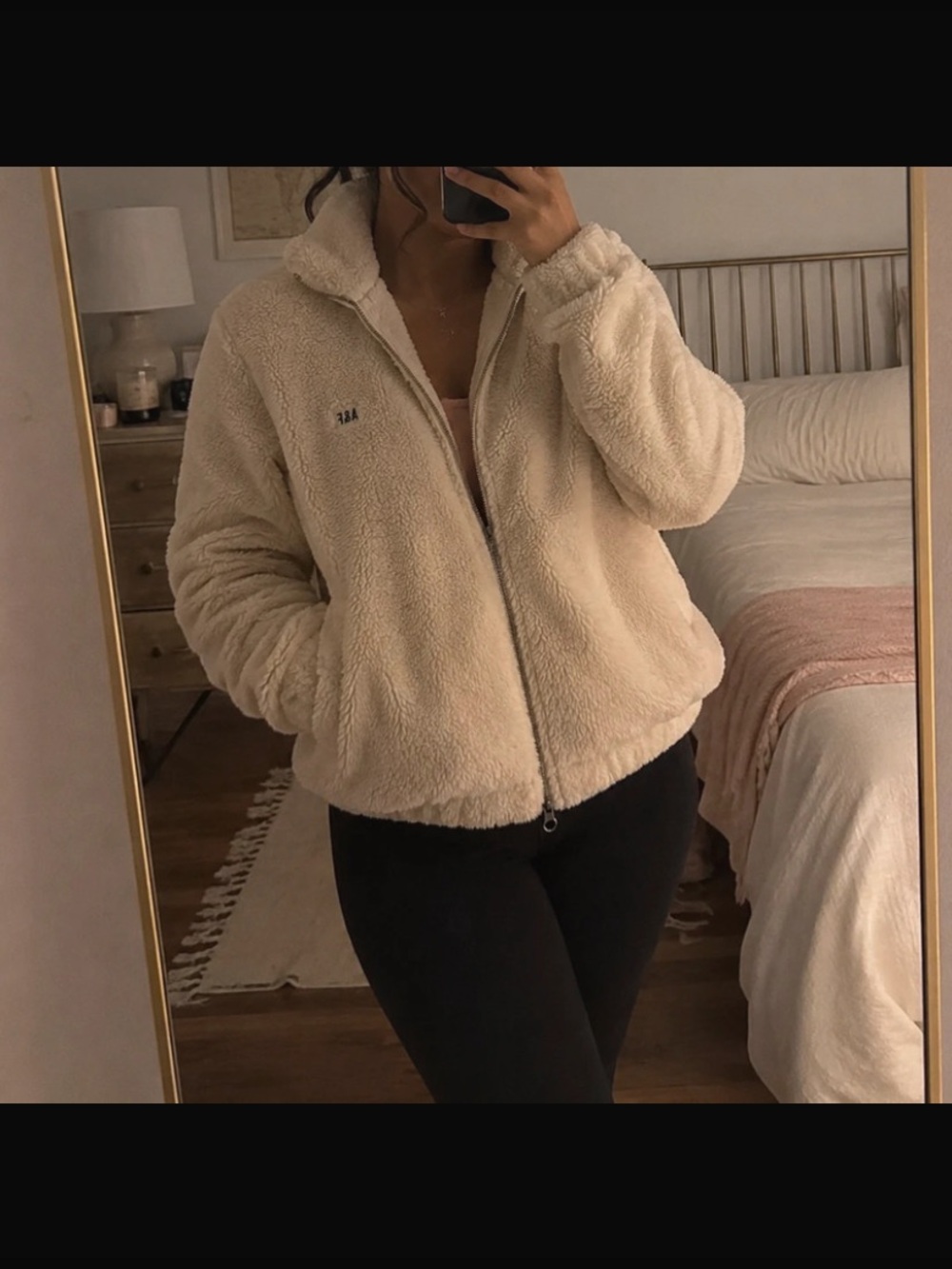 Abercrombie & Fitch Cream Sherpa Zip Jacket